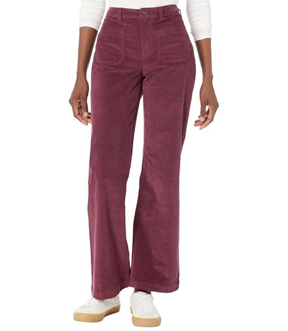Faherty Stretch Cord Wide Leg Pants Maroon Banner Size 28